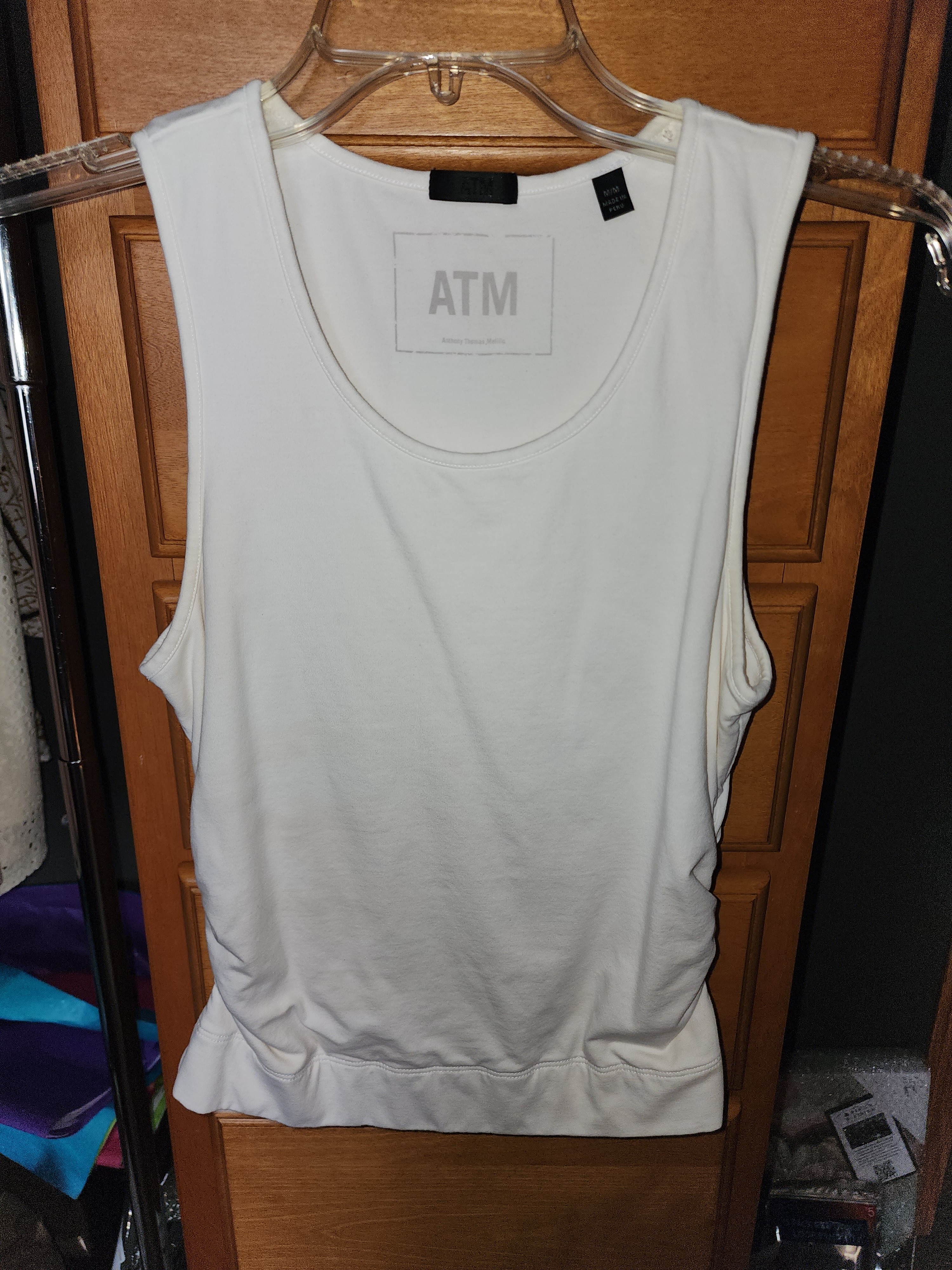 Atm Anthony Thomas Melillo White Scoop-Neck Tank Top $75 Like New